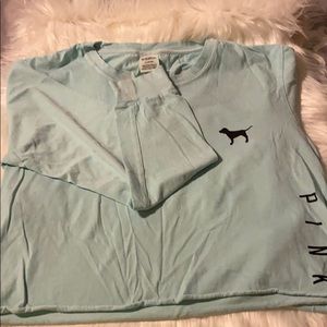 Teal long sleeve crop top